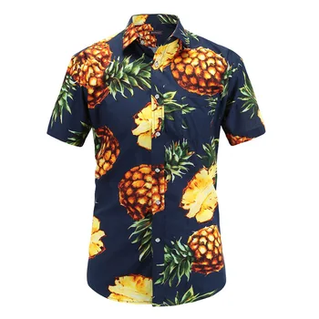 Plus Size 5XL 2019 Naujas Vasaros Mens Trumpas Rankovės Havajų Marškinėliai Medvilnės Atsitiktinis Gėlių Marškiniai Banga Reguliariai Mens Drabužių Mados