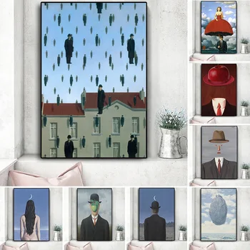 Rene Magritte Drobės Tapybos Siurrealizmo Klasiko Kūrinio Atgaminimas, Plakatai ir Spausdinimo Cuadros Sienos Meno Nuotrauka už Kambarį