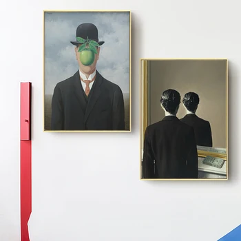 Rene Magritte Drobės Tapybos Siurrealizmo Klasiko Kūrinio Atgaminimas, Plakatai ir Spausdinimo Cuadros Sienos Meno Nuotrauka už Kambarį