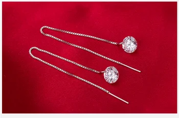 925 Sterlingas Sidabro Kubinių Zirconia (CZ Ilgai Lašas Auskarai Moterims korėjos Auskarai 2019 Earings Fine Jewelry