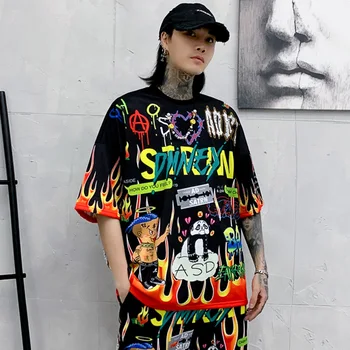 Vyriški Harajuku Juokingi Marškinėliai Mados Grafiti Spausdinti Marškinėlius Streetwear 2020 M. Pavasarį Vyrams, Moterims, Hip-Hop Viršūnes Tees T Shirts WG856