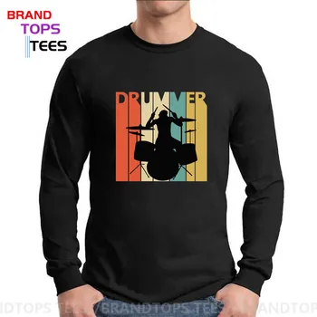 Juokinga Būgnininkas T shirt, Derliaus 80s Tees Būgnai Žaidėjas T-shirt Retro Būgnai Rock Muzikos marškinėliai Vyrams ilgomis Rankovėmis Marškinėlius