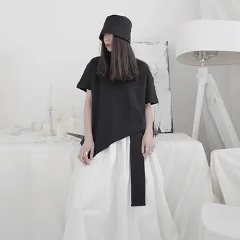 XITAO Yamamoto Stiliaus Kietas Laisvi, O Kaklo Prasme Dizainas Asmenybės 2020 M. Vasarą Naujas Mados Mažų Šviežių Moterų Marškinėliai DMY4480