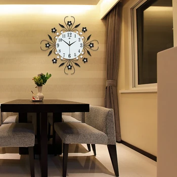 Naujas Išjungti Metalo Sieninis Laikrodis Gėlių Formos Cirkonio Sukurta Sieninis Laikrodis Gyvenimo Kambario, Miegamasis ir kt.