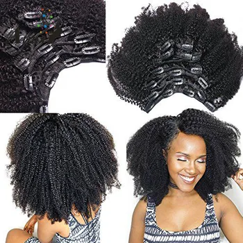 Afro Keistą Garbanotas Įrašą Žmogaus Plaukų priauginimas Brazilijos Remy Plaukų Human Virgin Hair Įrašus Ins Ataudų Komplektacija Pilna Galva 120G