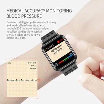 WATCH5 Smart Žiūrėti Bluetooth Kraujo Spaudimą, Stebėti Širdies ritmo PPG EKG Laikrodis Pedometer Veiklos Fitness Tracker Sveikatos SmartWatch