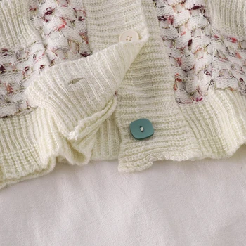 OUMENGKA Preppy Stiliaus Gėlių Sukomponuotas susagstomi megztiniai Megztinis Mielas Moterų V-Kaklo Prarasti Elegaht Thicked Traukti Femme Atsitiktinis Negabaritinių Ilgas Kailis