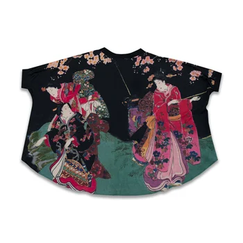 2020 NAUJŲ Moteris Japonų Kimono Stiliaus Naktį Vyšnių Žiedų Spalvinga Tarnaitė Super Loose Viršų