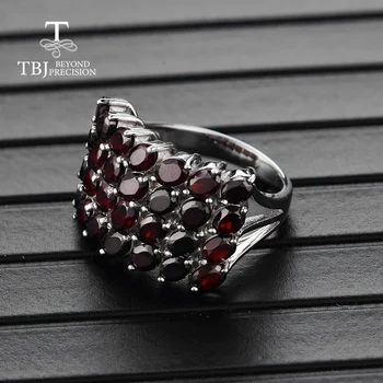 TBJ,naujas stilius, natūralus akmuo juoda granatų žiedai 925 sterlingas sidabro bauda papuošalai moteris jubiliejų & gimtadienio graži dovana