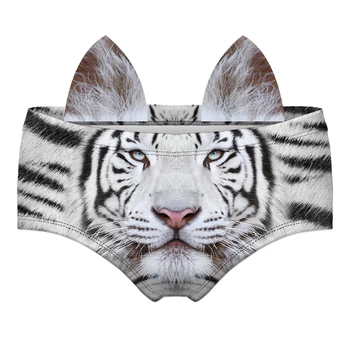 White Tiger 3D Mielas Spausdinti Ausis Moterų Apatinius, Įdomių Kelnaitės Lady Karšto Seksualus Moterų apatinis Trikotažas Dirželius Trumpikės
