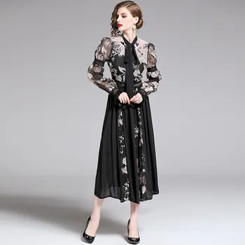 CBAFU prabangos dizaineris kilimo ir tūpimo tako moterų vasaros suknelė akių šifono kratinys stručių plaukų suknelė vintage siuvinėjimo plunksnų suknelę F248