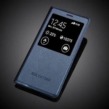 Prabanga PU Odos Flip Case Sony Xperia XZ2 Compact/Mini H8314 H8324 Apsauginį Korpuso Dangtelį atvejais, siekiant langą