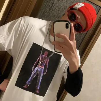 Tupac T-shirt Vyrai Moterys HipHop 2020 Sureme Naują Stilių Garsus Reperis Spausdinti Porų Tees Medvilnės Marškinėliai Vyrams