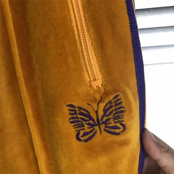 Oranžinė Adatos AWGE Sweatpants Vyrams, Moterims, Hip-Hop Adatos Kelnės Viduje Žymeklį Mėlynas drugelis siuvinėjimas Logotipas AWGE Aksomo kelnės
