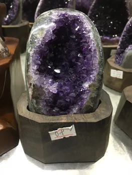 0,9 kg Gamtos Urugvajus Violetinis Ametistas Skylę Kvarco Kristalo+stovas