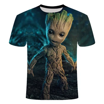 2020 naujas vasaros animacinių filmų vaikams 3D atspausdintas vaikų Groot Treeman animacinių filmų marškinėliai atsitiktinis trumpas rankovės marškinėliai berniukas/mergaitė drabužiai