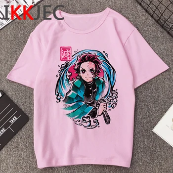 Kimetsu Nr. Yaiba Juokingas Animacinių filmų Marškinėliai Moterims Demonas Nužudyti Japonų Anime T-shirt Hip-Hop Atsitiktinis Marškinėlius Naujas Streetwear Viršų Moteriška