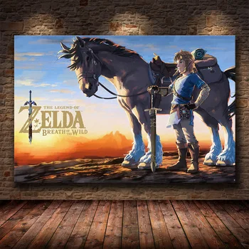 Neįrėminti Žaidimo Plakatą, Dekoruoti Tapyba Legend of Zelda: Breath of The Wild HD Drobės Drobės Tapybos Meno Plakatas