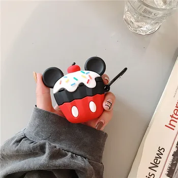 Disney Mielas Mickey Minnie Tortas Atveju Airpods 1 2 Pro Įkrovimo Lauke Minkšto Silikono Belaidžio 