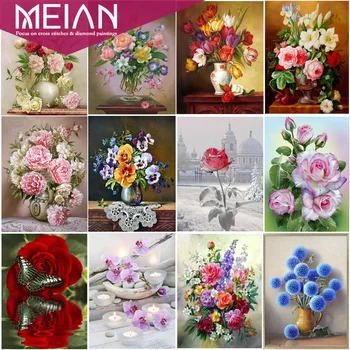 2020 diamond tapybos kryželiu gėlių kalnų krištolas Rankdarbių Rinkiniai vaza rožė, bijūnas lily magnolija meno namų dekoracija dovanos
