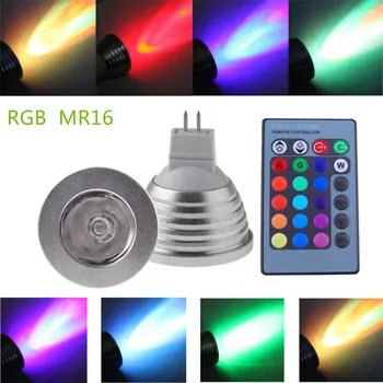 10VNT Energijos taupymo lamp16 Spalvų Kaita, MR16/GU5.3 5w RGB LED lemputės, šviesos, spalvų kaita, infraraudonųjų spindulių nuotolinio valdymo DC12V/AC85-265V
