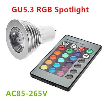 10VNT Energijos taupymo lamp16 Spalvų Kaita, MR16/GU5.3 5w RGB LED lemputės, šviesos, spalvų kaita, infraraudonųjų spindulių nuotolinio valdymo DC12V/AC85-265V