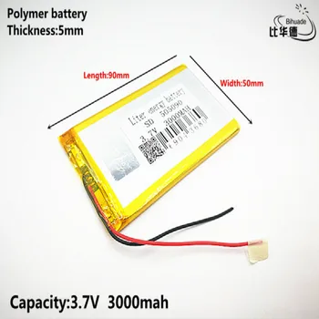Litro energijos baterija Gera Qulity 3.7 V,3000mAH,505090 Polimeras ličio jonų / Li-ion baterija ŽAISLŲ,CENTRINIS BANKAS,GPS,mp3,mp4