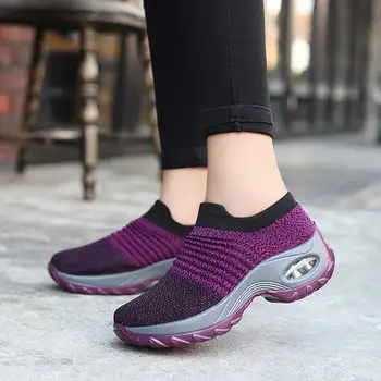Moterų sportbačiai slip-on mišrios spalvos butai bėgimo bateliai moteris 2021 mada, suapvalinti tne kvėpuojantis akių sportbačiai moterims batai