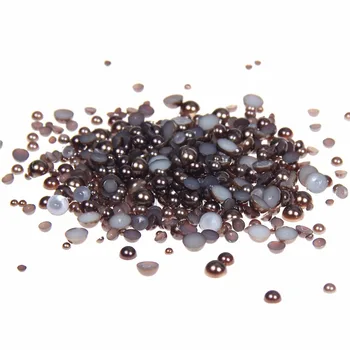 AAA+ Tamsiai Kavos Spalvos 1,5 mm,2mm,3mm,4mm,5mm,6mm,8mm,10mm,12mm Butas atgal ABS plastiko apvalios Pusę Perlų karoliukai.