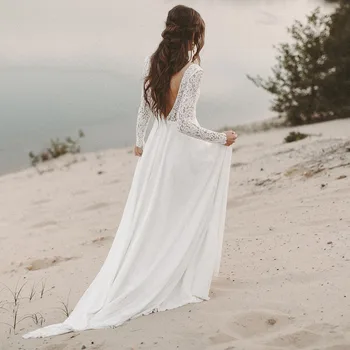 Pigūs 2019 Paprasta Bohemijos Paplūdimio Vakaro Suknelės Šalies Ilgomis Rankovėmis Grindų Ilgis Vasaros Boho Hipių Vakarų Vestuvinės Suknelės