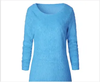 Nky megztinis eBay pasienio Europos ir Amerikos populiarus vientisos spalvos ilgomis rankovėmis apvalios kaklo moterų vilnos, ėriukų viršuje gamyklos wh