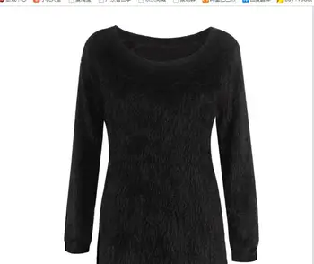 Nky megztinis eBay pasienio Europos ir Amerikos populiarus vientisos spalvos ilgomis rankovėmis apvalios kaklo moterų vilnos, ėriukų viršuje gamyklos wh