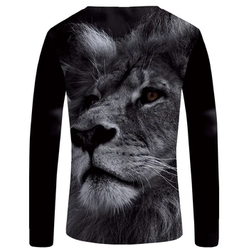 KYKU Liūtas marškinėliai Vyrams, ilgomis rankovėmis marškinėliai Pilka Kietas Gyvūnų 3d T-marškinėliai, Drabužiai Punk Streetwear Mens Drabužių Naujas S-XXXXXL