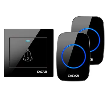 CACAZI Belaidžio Namų Pasveikinti Doorbell Vandeniui 300M Nuotolinio JAV, ES, UK Plug Bevielis Durų Žiedas Varpas Varpelių 1 2 Mygtukas 1 2 Imtuvas
