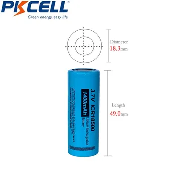 2VNT PKCELL ICR18500 1400mAh Įkrovimo Baterija (akumuliatorius 18500 3.7 V, li-ion Batteies įkrauti 18500 butas viršų plazminiu ,led žibintai