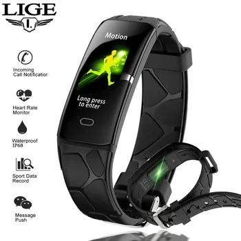 LIGE 2019 Naujas Vyrų Sporto Smart Apyrankę IP68 Vandeniui Širdies ritmo Monitorius Fitness tracker Apyrankė Smartwatch Vyrų Smart Grupė