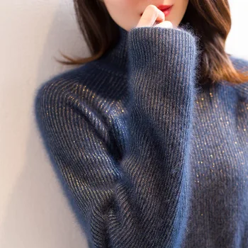 Megztinis Megztinis naujas vientisos spalvos kašmyro moteriški megztiniai O-kaklo megzti vidinis džemperis moterims trumpas, žemiausią visų rungtynių megztinis