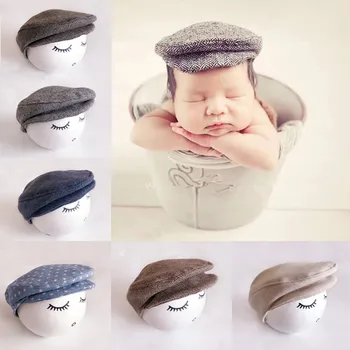Naujagimį Berniuką Skrybėlės Dryžuotas Beretė Džentelmenas Cap Baby Nuotrauka Rekvizitai 0-1M Naujagimiai, Fotografijos Reikmenys