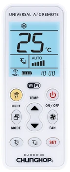 100pc/Daug DHL K-380EW Wifi Universal A/C Nuotolinio valdymo pultelis Oro Kondicionierius, Nuotolinio Valdymo pultas CHUNGHOP apšvietimo funkcija Didelis LCD