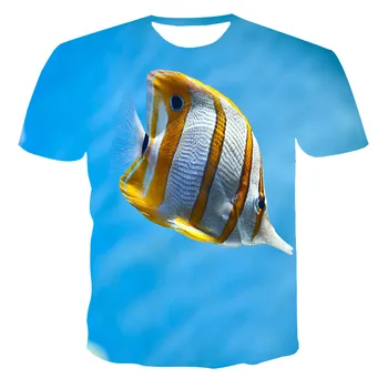 Vasaros nauja, t-shirt 3D vyrų žvejybos t-shirt mados ir įdomus trumpas rankovės berniukas ir mergaitė megztinis trumpomis rankovėmis