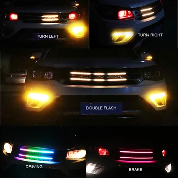 OKEEN automobilių stiliaus 2vnt RGB Led žibintų Riteris Night Rider LED Juostelių Skeneris Apšvietimo Barų Lanksčių Priekinės Grotelės šviesos juostelės