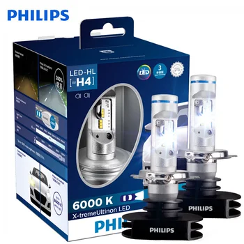 Philips X-treme Ultinon LED H4 9003 HB2 6000K +200% Daugiau Ryškių LED Automobilių Žibintai Automatinis Aukšto artimąsias Originali Lempos 12953BWX2,2X