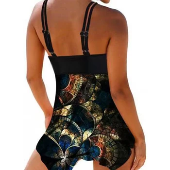 Naujas Moterų Tankini maudymosi kostiumėlį Sijonas Plius Dydis maudymosi Kostiumėliai, Dviejų dalių Retro Juoda Maudymosi Kostiumą, Didelio Dydžio plaukimo kostiumas Moterims, S-5XL