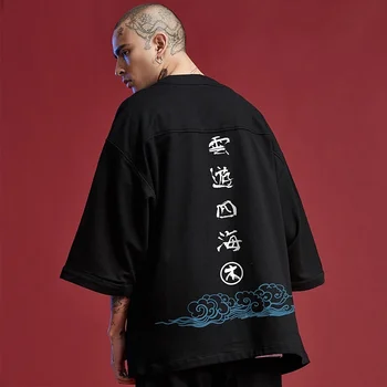 Japonijos Kimonos Vyrų Marškinėliai Cardigan Palaidinė Yukata Vyrų Haori Obi Drabužius Samurajų Apranga Vyrų Kimono Megztinis Vyrams KK3257