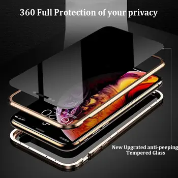 FLOVEME Privatumo Grūdinto Stiklo Magnetinės Atveju iPhone, 11 Pro Max 6 6S 7 8 Plus X XR XS MAX Magnetas Metalo Telefono dėklas Coque