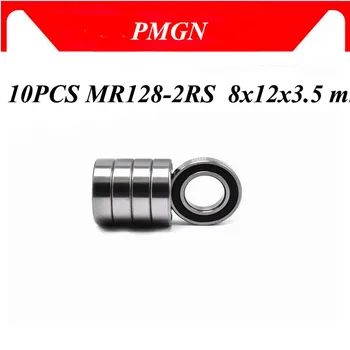 10VNT ABEC-5 MR128-2RS MR128 2RS MR128 RS MR128RS 8x12x3.5 mm guminis tarpiklis padengti miniatiūriniai Aukštos kokybės giliais rutulinis guolis