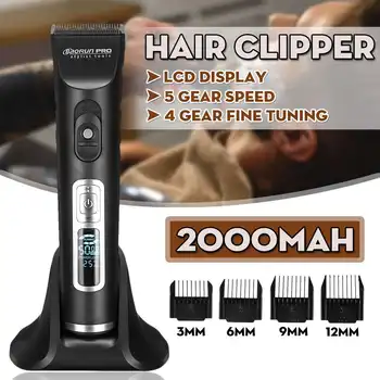 Baorun Profesionali Plaukų Timmer LCD Ekranas atsparus Vandeniui, Mažai Triukšmo Elektriniai Plaukų Clipper Barzda, vyrų Kirpykla, Plaukų Pjovimo Mašina