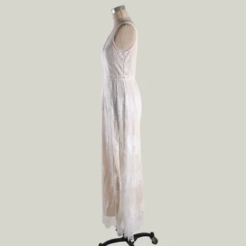 Giliai V Kaklo Vestuvių Suknelės Boho Nėrinių Appliqued Backless Vestuvinės Suknelės Valymo Traukinio Skraiste Derliaus Rankovių Ilgą Vakarinę Suknelę
