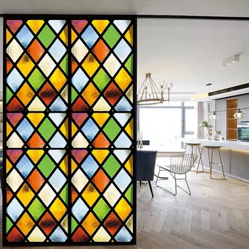 Matinio Bažnyčios vitražo langų plėvelė elektrostatinės namų folija durys, PVC lipdukas Užsakymą lipnios langą dekoratyvinis filmai