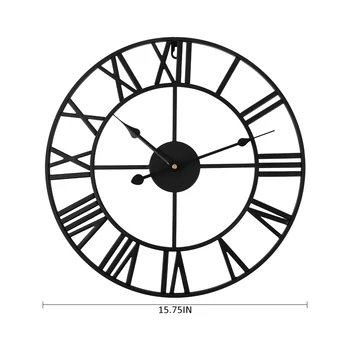 40cm daug, Lauko Sodo Sieninis Laikrodis Šiaurės Metalo romėnišką Sieniniai Laikrodžiai Retro Geležies Apvalios Veido Black Namų Biuro Apdailos
